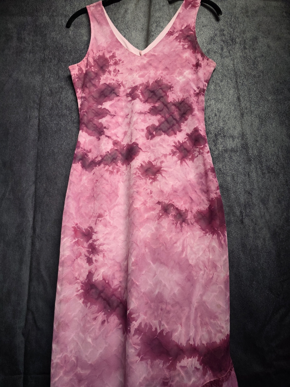 Heart Soul Pink Mauve Abstract Floral Tie Dye V Neck Sleeveless Dress S